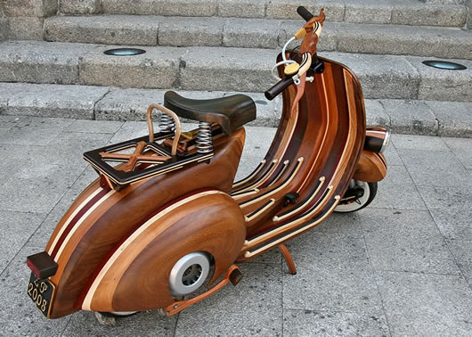 Trä vespa, fullt körbar.